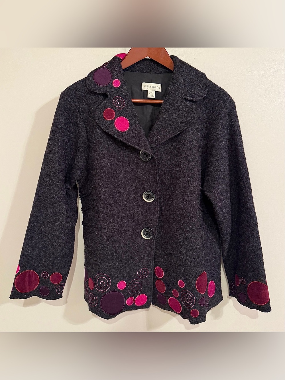 Vintage Wool Jacket Funky Y2K Art-to-Wear‎ Polka Dot Appleseed’s Women’s Medium